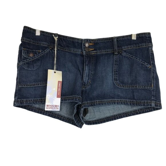 MOSSIMO SUPPLY CO - WOMEN'S 17 -Y2K  DARK WASH LOWEST RISE COTTON JEAN SHORTS - Picture 1 of 10